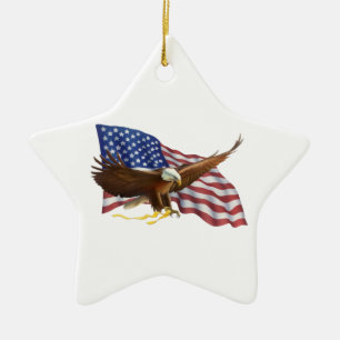 Ornamento De Cerâmica Bandeira americana e Eagle