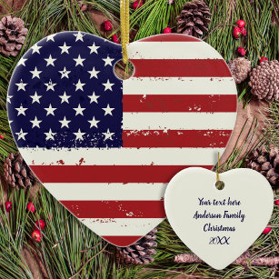 Ornamento De Cerâmica Bandeira Americana EUA Personalizado Patriótico