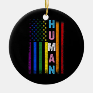 Ornamento De Cerâmica Bandeira americana LGBT humana Mês do Orgulho Chov
