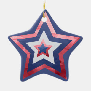 Ornamento De Cerâmica Bandeira Americana Moderna Stars Red White Blue