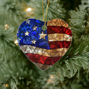 Ornamento De Cerâmica Bandeira Americana Patriótica