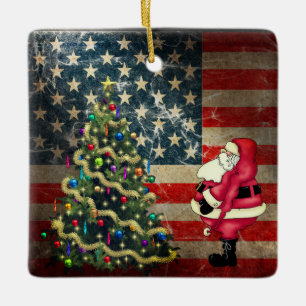 Ornamento De Cerâmica Bandeira Americana Personalizada, Papais noeis, Á