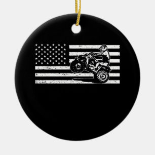 Ornamento De Cerâmica Bandeira Americana Quatro Rodas Quad Men ATV Andan