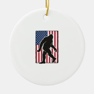 Ornamento De Cerâmica Bandeira Americana Vintage Silhueta de Pé Grande V