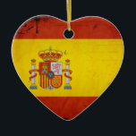 Ornamento De Cerâmica Bandeira artística da espanha do Grunge do vintage<br><div class="desc">Design da bandeira da espanha do Grunge do vintage---Digitas manipuladas.</div>