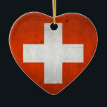 Ornamento De Cerâmica Bandeira artística da suiça do Grunge do vintage<br><div class="desc">Design da bandeira da suiça do Grunge do vintage---Digitas manipuladas.</div>
