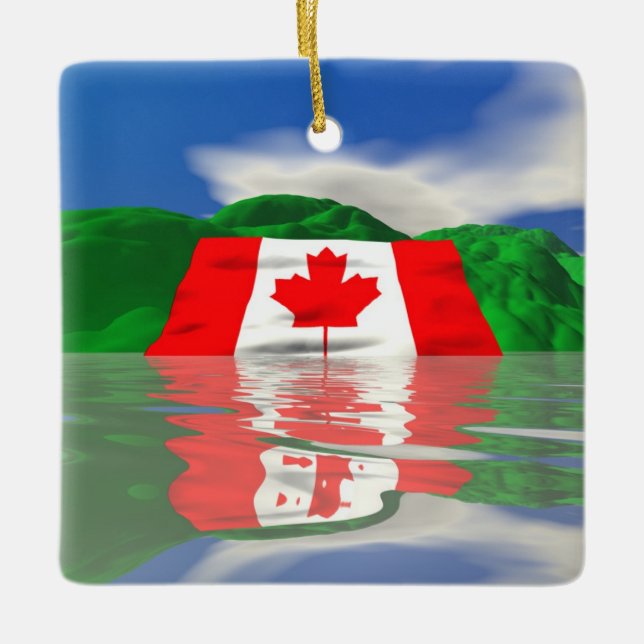 Ornamento De Cerâmica Bandeira Canadense Terra (Frente)