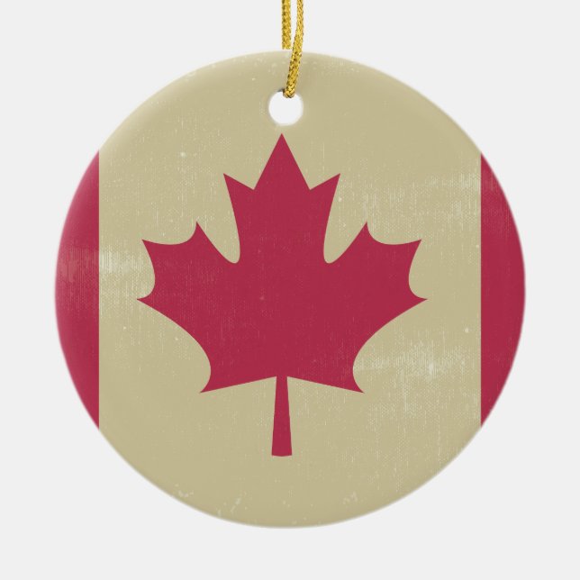 Ornamento De Cerâmica bandeira canadiana grunge (Frente)