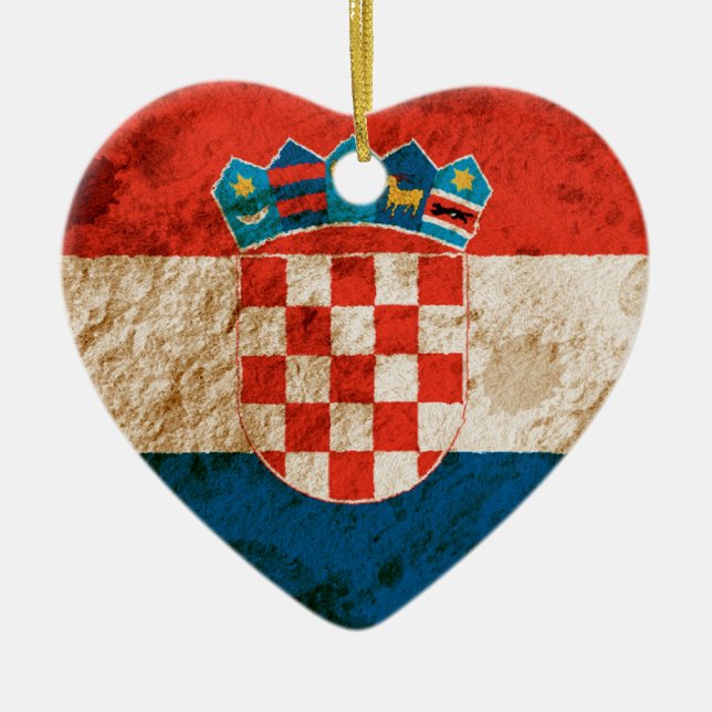 Ornamento De Cerâmica Bandeira croata áspera (Frente)