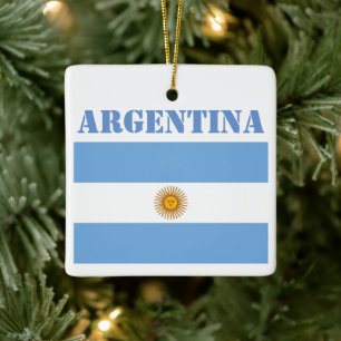 Ornamento De Cerâmica Bandeira da Argentina Futebol Soccer Argentino Azu