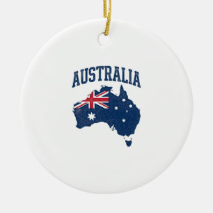 Ornamento De Cerâmica Bandeira da Austrália Mapa Gráfico Antigo Maltrata