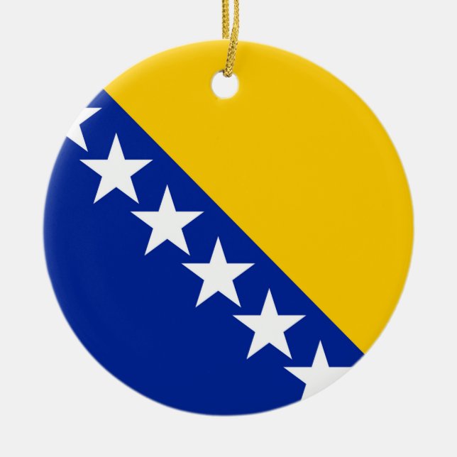 Ornamento De Cerâmica Bandeira da Bósnia e Herzegovina (Frente)