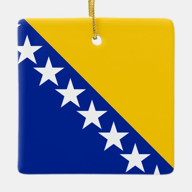 Ornamento De Cerâmica Bandeira da Bósnia e Herzegovina (Frente)