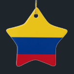 Ornamento De Cerâmica Bandeira da Colômbia<br><div class="desc">A Colômbia, oficialmente a República da Colômbia, é um país situado no noroeste da América do Sul, a noroeste do Panamá; a leste pela Venezuela e pelo Brasil; a sul, pelo Equador e pelo Peru; e compartilha limites marítimos com a Costa Rica, Nicarágua, Honduras, Jamaica, República Dominicana e Haiti. Trata-se...</div>