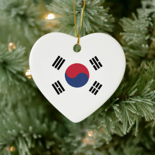 Ornamento De Cerâmica Bandeira da Coreia do Sul Coração