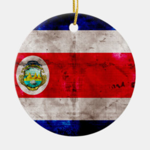 Ornamento De Cerâmica Bandeira da Costa Rica meteorizada