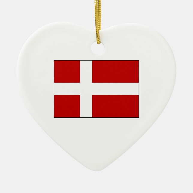 Ornamento De Cerâmica Bandeira da Dinamarca (Frente)