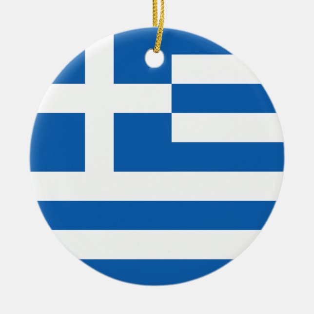 Ornamento De Cerâmica Bandeira da Grécia (Frente)