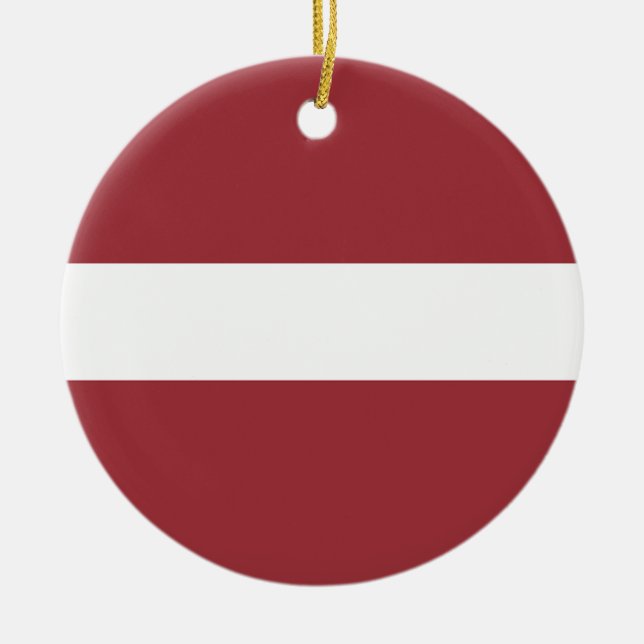 Ornamento De Cerâmica Bandeira da Letónia (Frente)