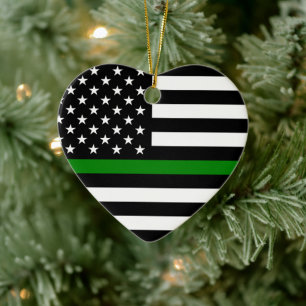 Ornamento De Cerâmica Bandeira da Linha Verde Fina (Estados Unidos)