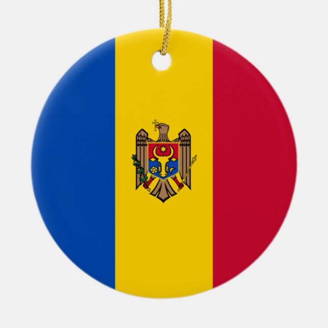 Ornamento De Cerâmica Bandeira da Moldávia (Frente)