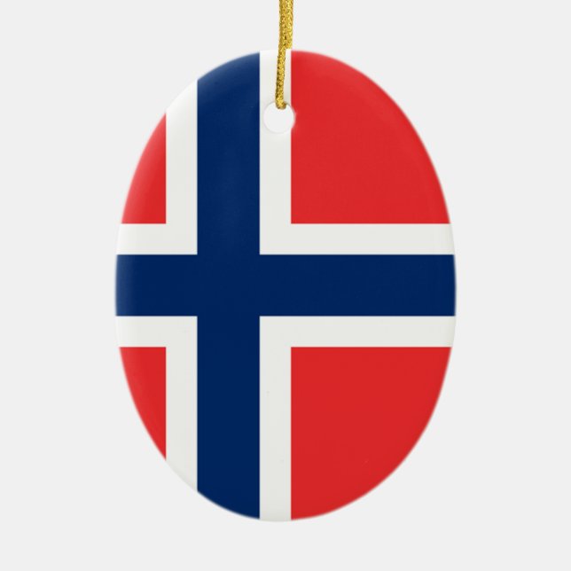 Ornamento De Cerâmica Bandeira da Noruega - Escandinávia (Frente)