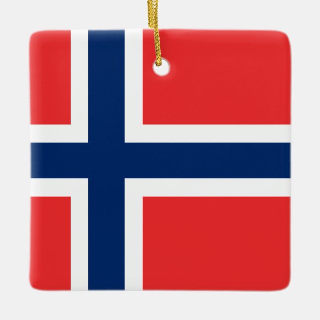 Ornamento De Cerâmica Bandeira da Noruega (Noruega) (Frente)