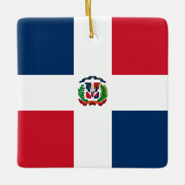 Ornamento De Cerâmica Bandeira da República Dominicana (Frente)