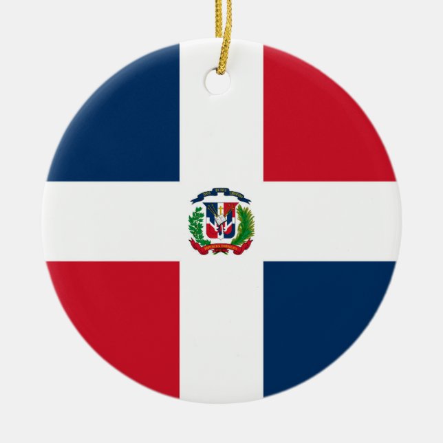 Ornamento De Cerâmica Bandeira da República Dominicana (Frente)