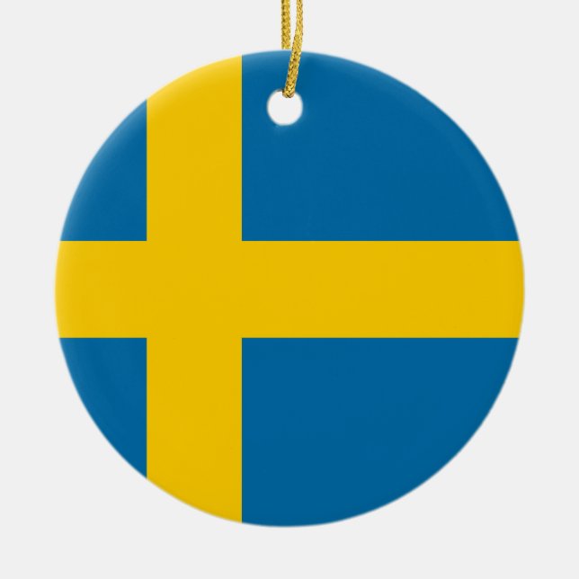 Ornamento De Cerâmica Bandeira da suecia - flagga de Sveriges - bandeira (Frente)
