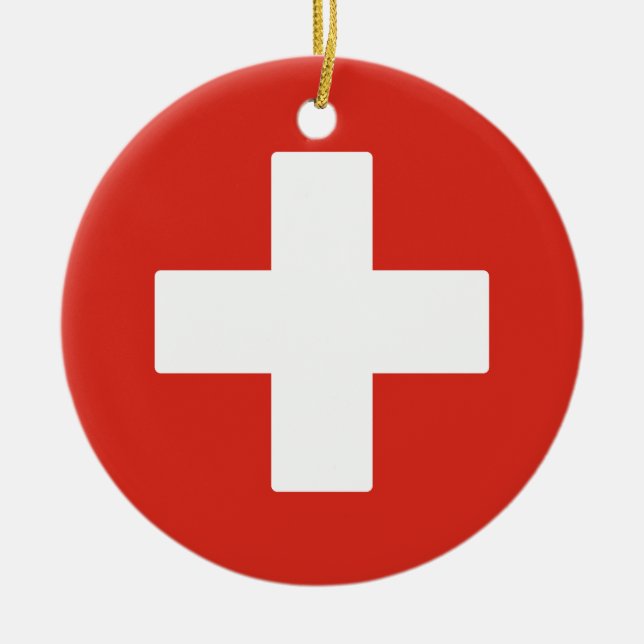 Ornamento De Cerâmica Bandeira da Suiça (Frente)
