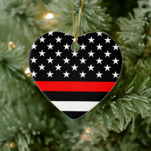 Ornamento De Cerâmica Bandeira da Thin Red Line (Estados Unidos)