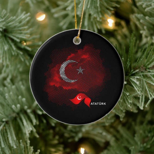 Ornamento De Cerâmica Bandeira da Turquia (Árvore)