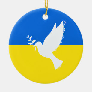 Ornamento De Cerâmica Bandeira da Ucrânia - Vara da Paz - Liberdade - Pa