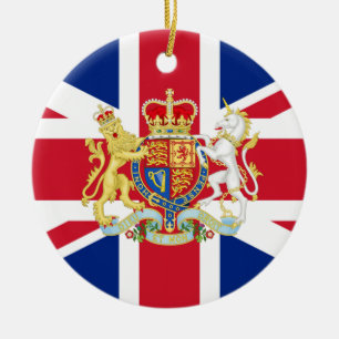 Ornamento De Cerâmica Bandeira da União Britânica e Crest Real