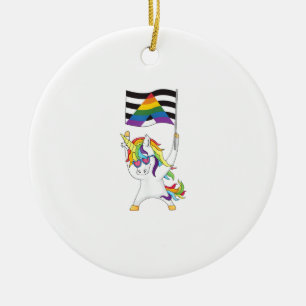 Ornamento De Cerâmica Bandeira de Aliado Reto Unicórnio Trans Gay Orgulh