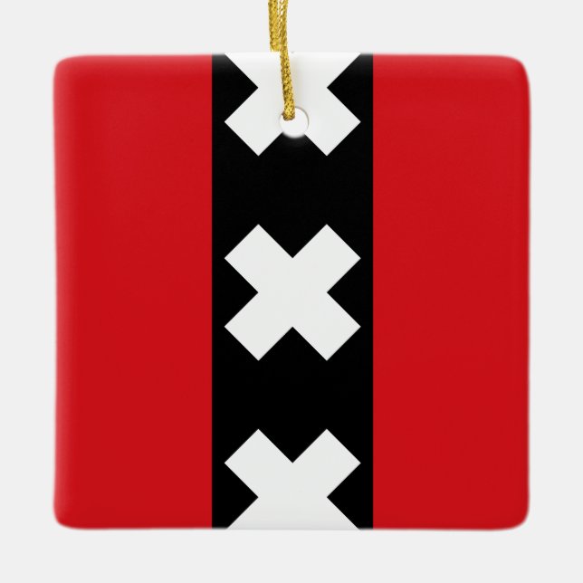 Ornamento De Cerâmica Bandeira de Amesterdã (Frente)