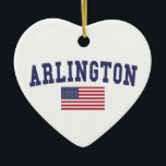 Ornamento De Cerâmica Bandeira de Arlington VA E.U.<br><div class="desc">Camisas da bandeira t de Arlington VA E.U. Design surpreendente em camisas,  t-shirt longos da luva das mulheres,  camisolas encapuçados,  entre de outros bens. Ideia surpreendente do presente.</div>