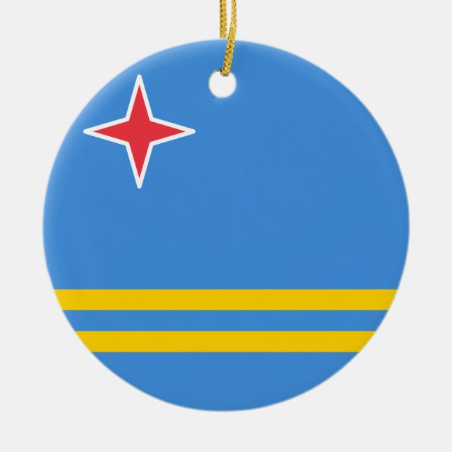 Ornamento De Cerâmica Bandeira de Aruba (Frente)