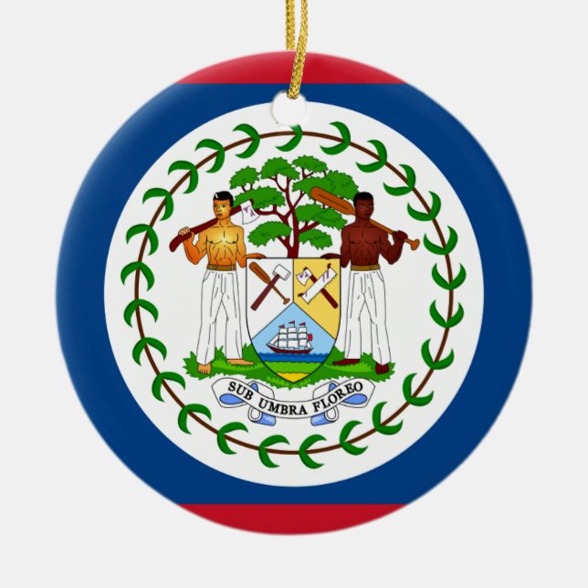 Ornamento De Cerâmica Bandeira de Belize (Frente)