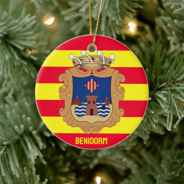 Ornamento De Cerâmica Bandeira de Benidorm - Comunidad Valenciana (ESP) (Árvore)