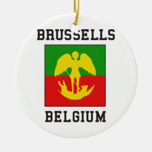 Ornamento De Cerâmica Bandeira de Bruxelas Bélgica