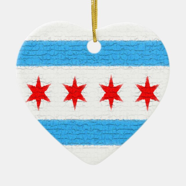 Ornamento De Cerâmica Bandeira de Chicago (Frente)