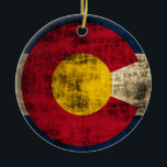 Ornamento De Cerâmica Bandeira de Colorado do Grunge<br><div class="desc">Bandeira de Colorado do Grunge</div>
