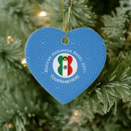 Ornamento De Cerâmica Bandeira de Hanukkah do Anjo Mexicano Personalizad