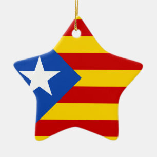 Ornamento De Cerâmica Bandeira de Independência Catalã "L'Estelada Blava