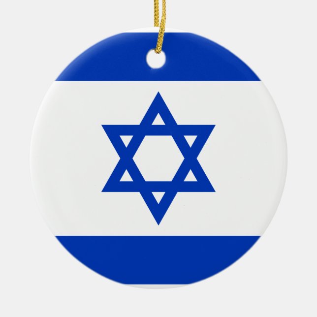 Ornamento De Cerâmica Bandeira de Israel (Frente)