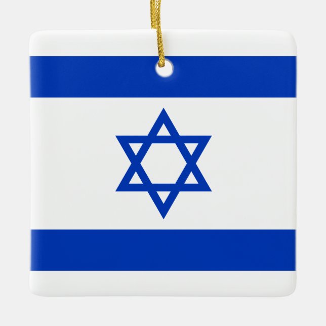 Ornamento De Cerâmica Bandeira de Israel (Frente)