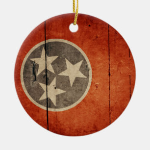 Ornamento De Cerâmica Bandeira de madeira áspera de Tennessee