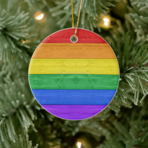Ornamento De Cerâmica bandeira de madeira orgulho SlipperyJoe's cores ar